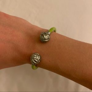 SHANGHAI TANG green & silver knot bangle